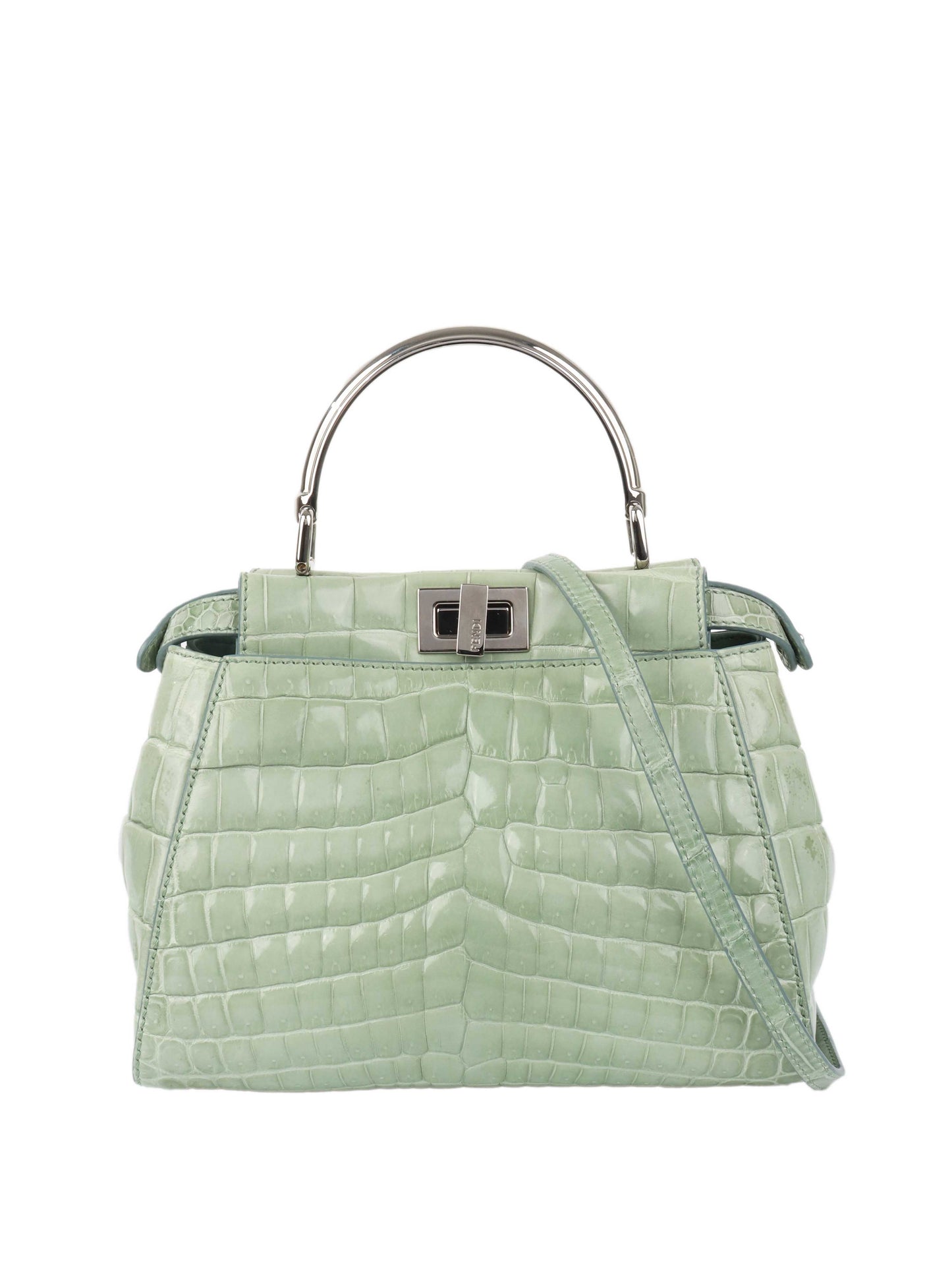 Fendi Bag Peekaboo Crocodile Mint Green Mini Mini Bag