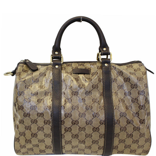 Gucci Crystal Coated ssima Boston Bag Beige Travel Bag