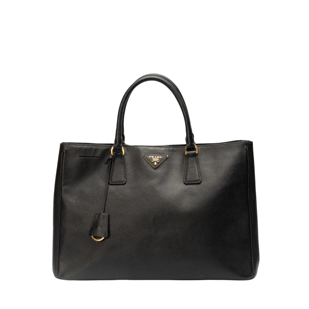Prada Lux Tote Leather Saffiano Black Tote Bag