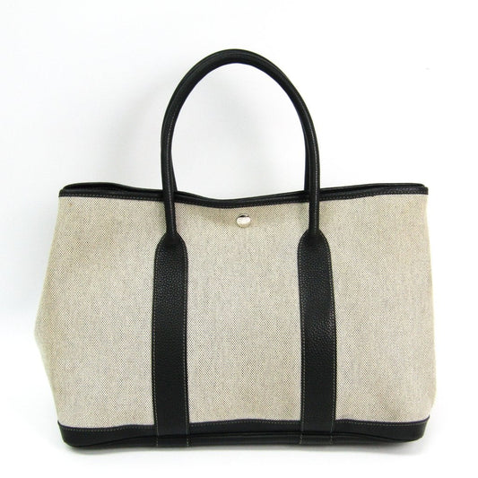 Hermes Luxury Natural Garden Party Tote ( ) Canvas Black Tote Bag