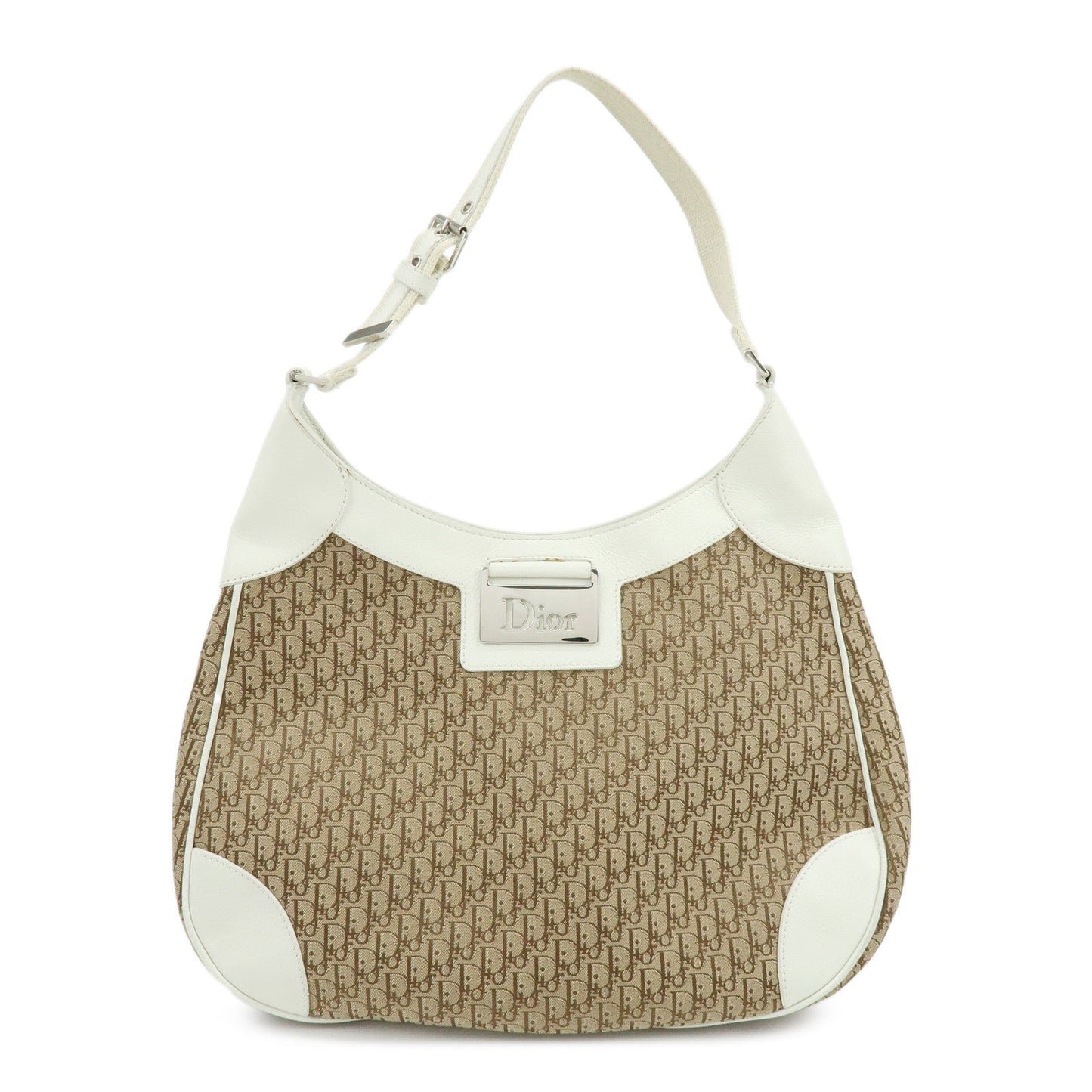 Dior Shoulder Bag Christian Trotter Jacguard Leather Canvas Brown