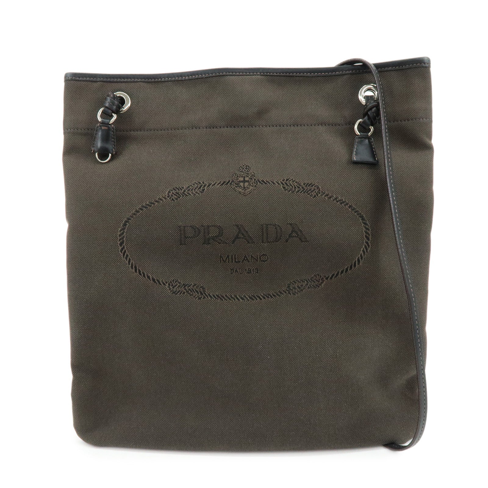 Crossbody Bag Jacquard Shoulder Bag Dark Leather Brown Logo