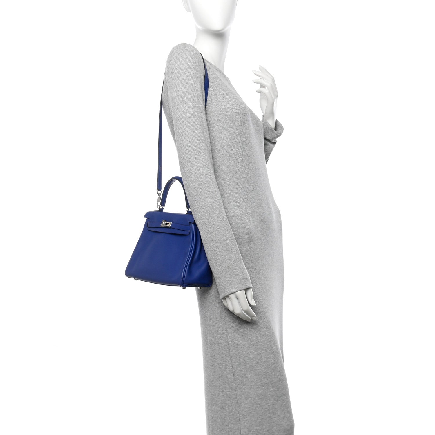 Hermes Swift Kelly Retourne Bleu Electrique Handbag Travel Bag
