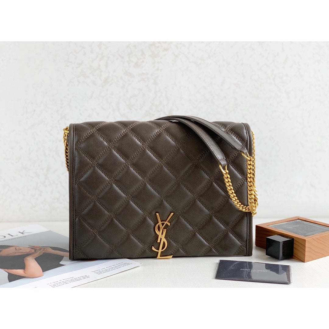 YSL Saint Laurent Becky 10.5in 27cm Brown Small Shoulder Bag
