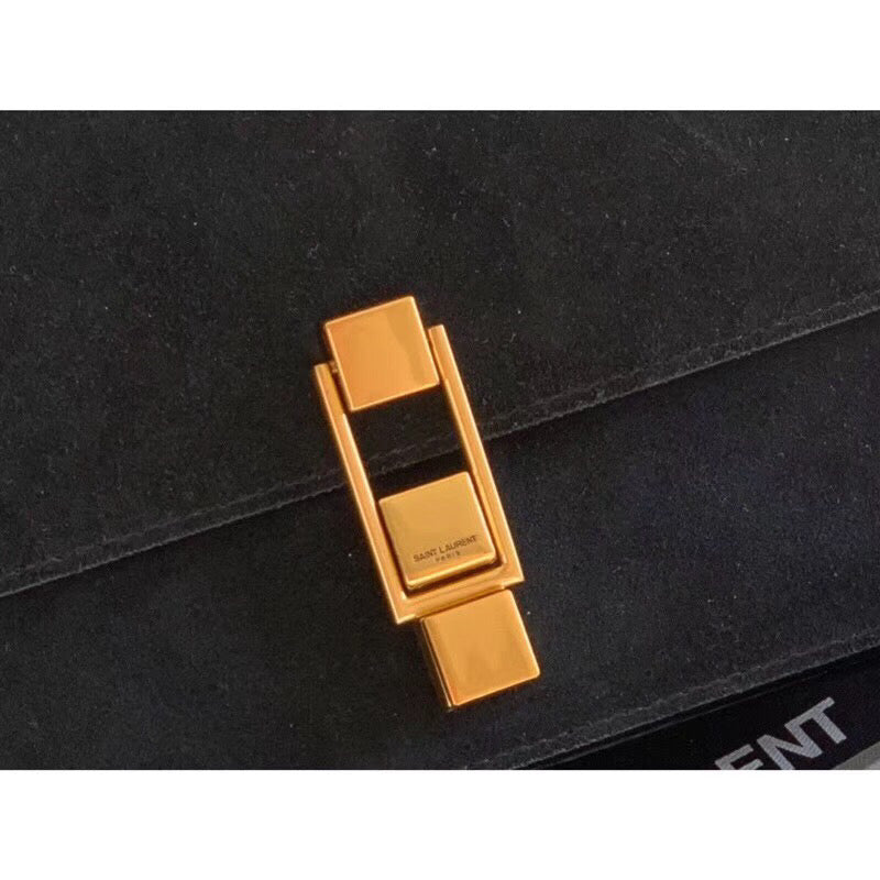 YSL Saint Laurent Le Carre 9in 23cm Black Satchel Bag