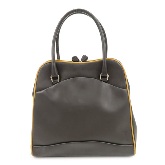 Tote Bag Triangle Hand Bag Dark d Leather Brown Beige