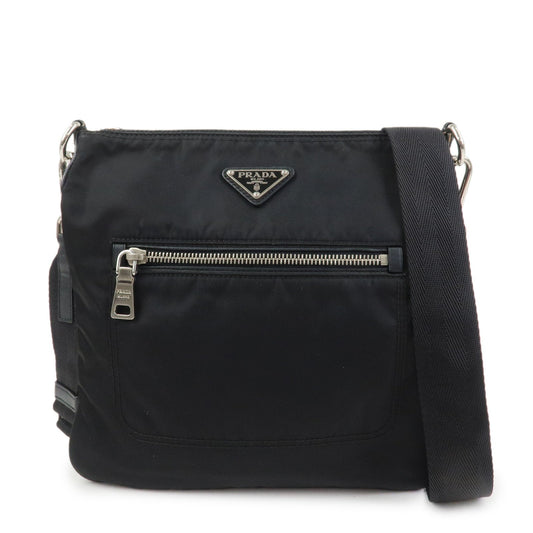 Shoulder Bag Triangle 6 Leather Nylon Black