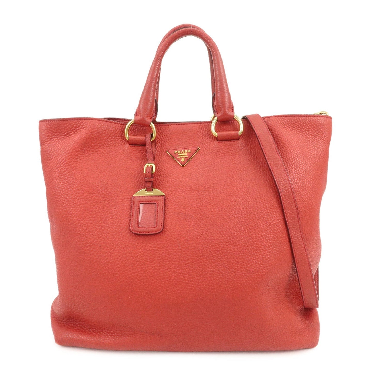 Tote Bag Triangle 2Way Shoulder Bag Leather Red Logo