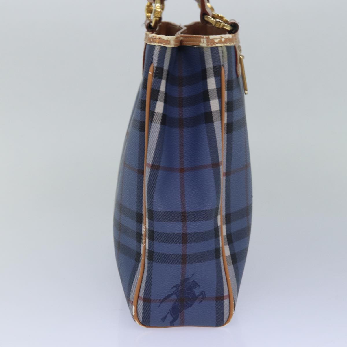Burberry Nova Check Tote Bag Canvas Blue Canvas Tote Bag