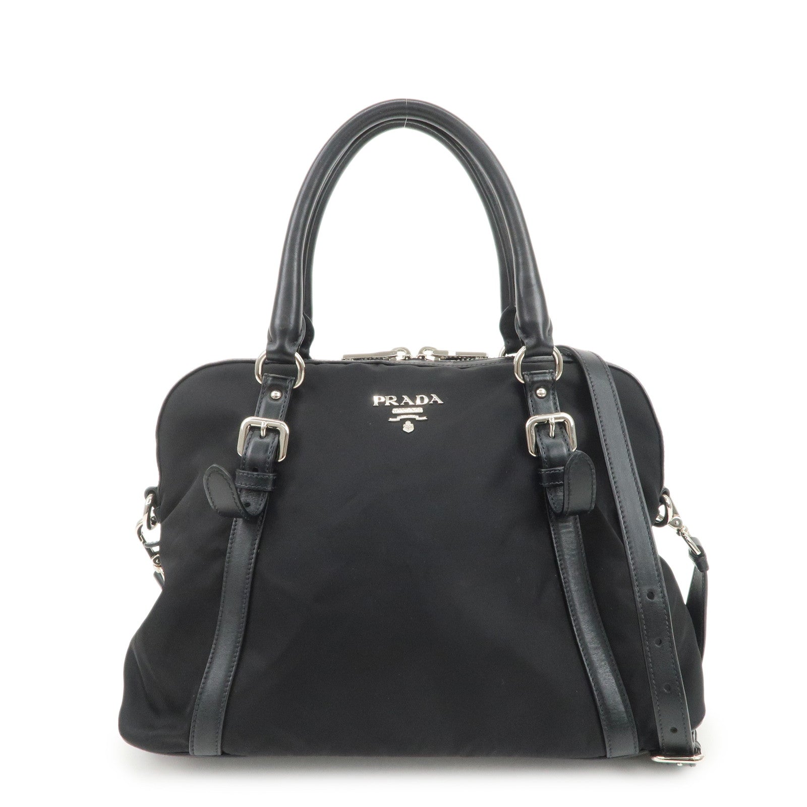 Shoulder Bag 2Way Bag Hand Bag 3 Leather Nylon Black