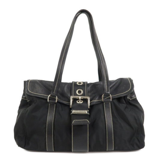 Shoulder Bag Triangle 2 Leather Nylon Black