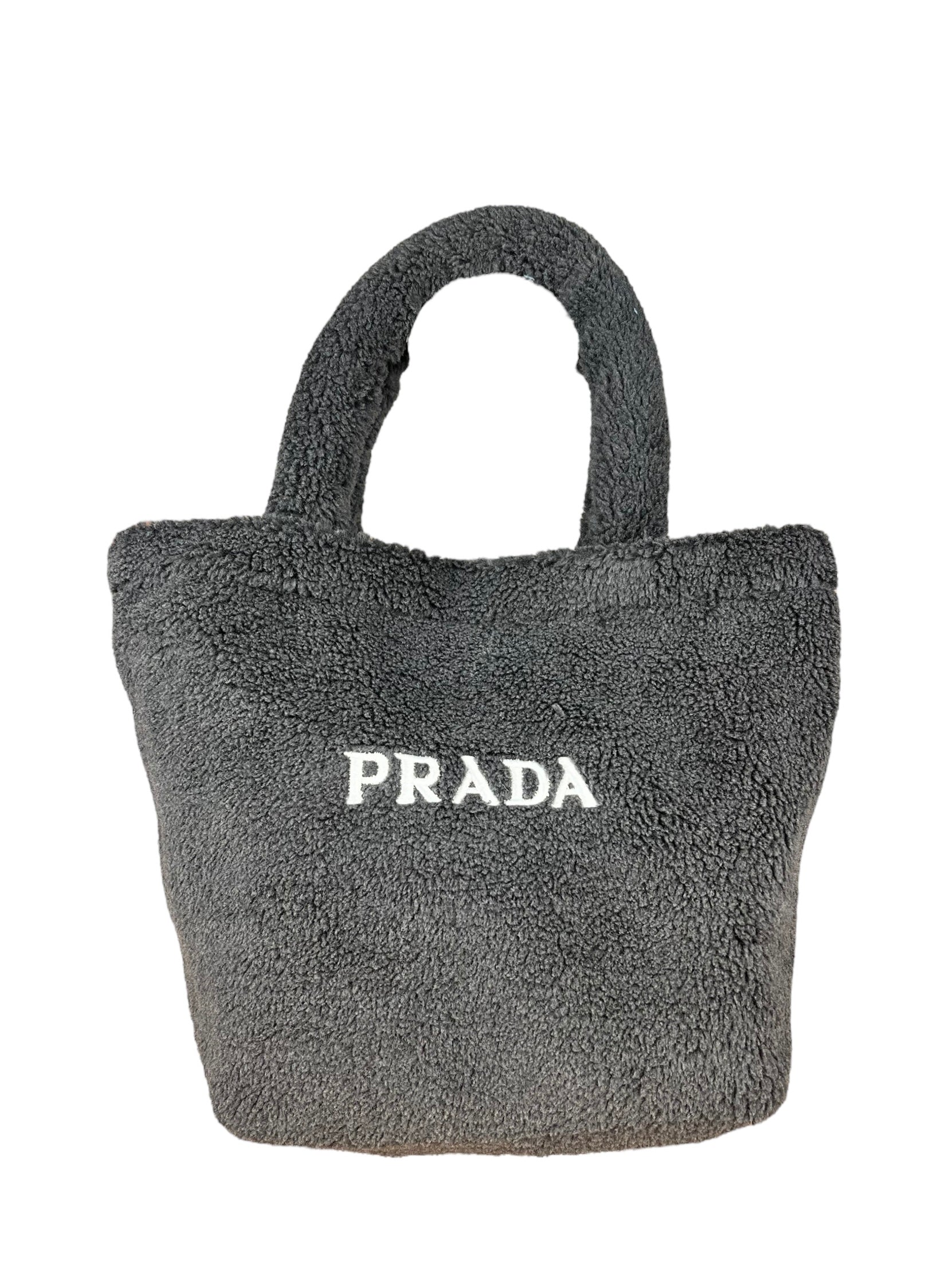 Prada Handbag Beauty Line Dark Grey Teddy Tote Gray Tote Bag