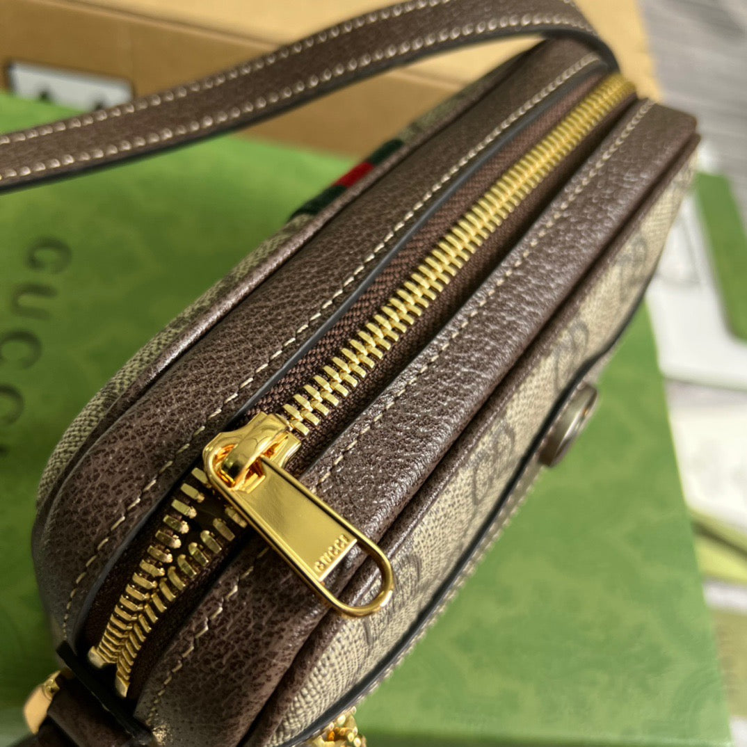 gg Ophidia gg Ebony gg Canvas Brown Beige Mini Bag