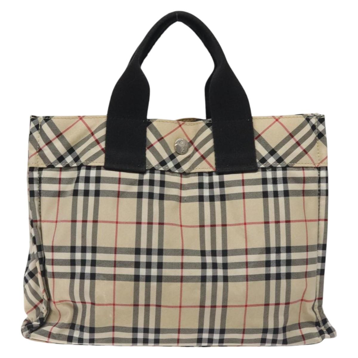 Burberry Nova Check Tote Bag Nylon Beige Tote Bag 5