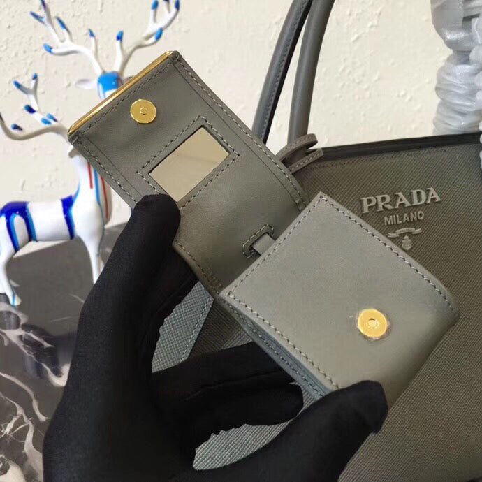 Prada Monochrome Bag In Grey Leather Saffiano Gray Travel Bag