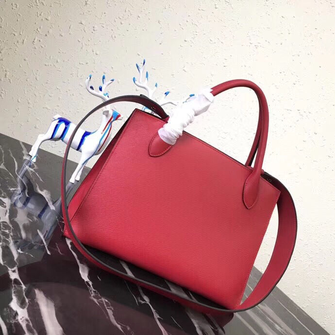 Prada Monochrome Bag In Leather Saffiano Red Travel Bag