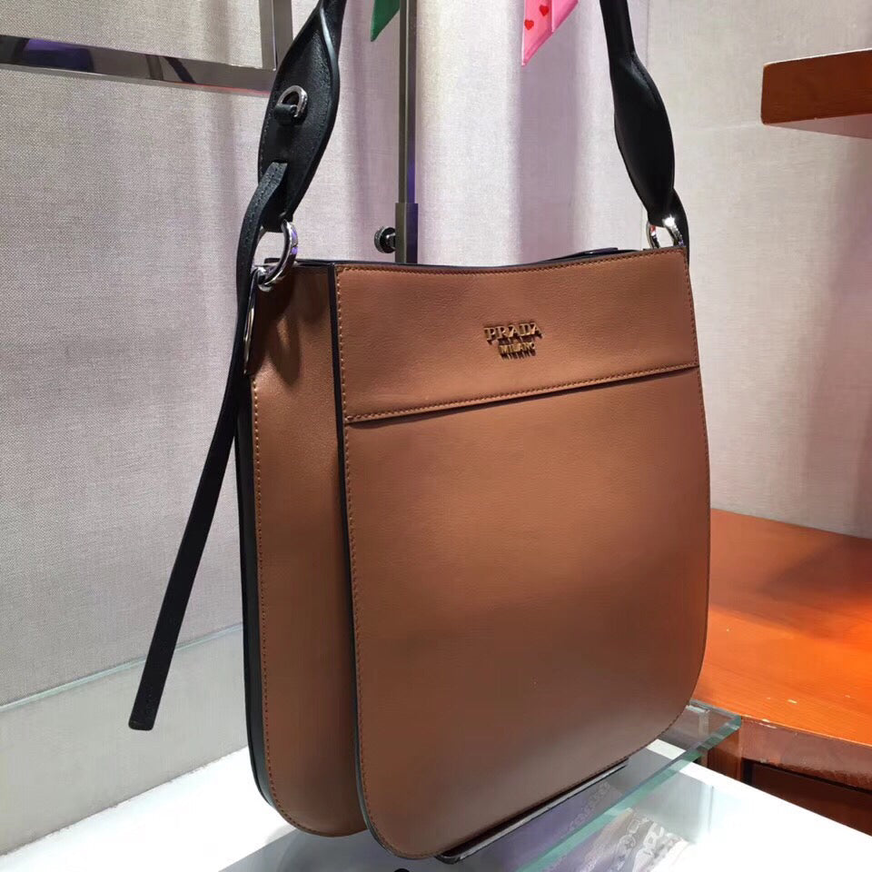 Prada Margit Shoulder Bag In Calfskin Brown