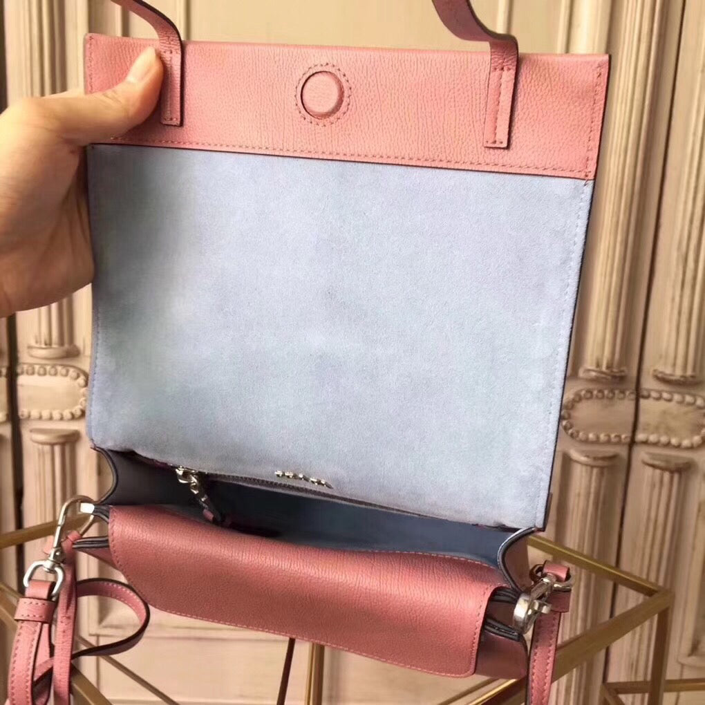 Prada Etiquette Bag In Calfskin With Stud Trim Metal Pink Travel Bag