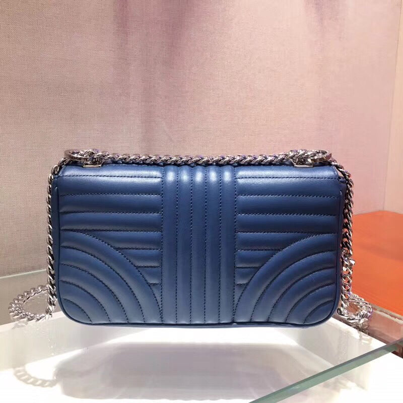Prada Diagramme Bag In Calfskin Blue Flap Travel Bag