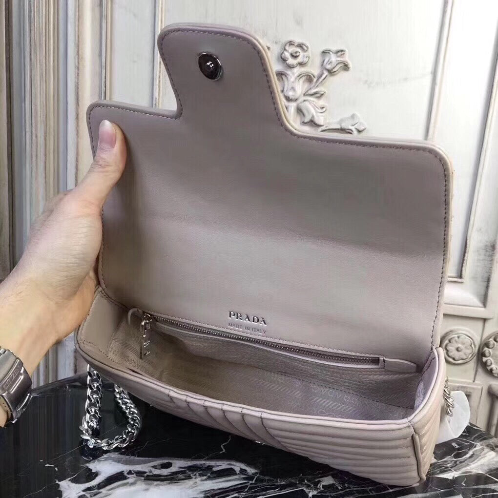 Prada Diagramme Bag In Grey Calfskin Gray Flap Travel Bag