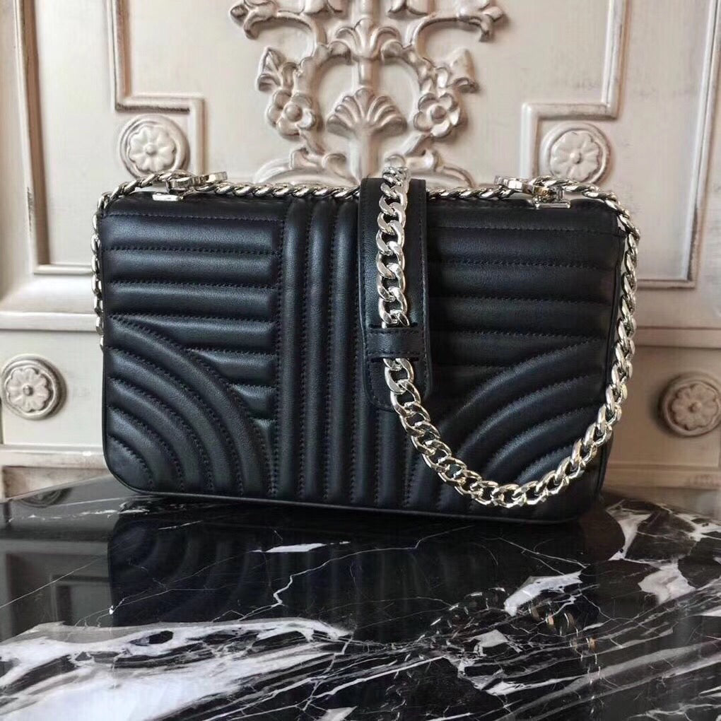 Prada Diagramme Bag In Calfskin Black Flap Travel Bag