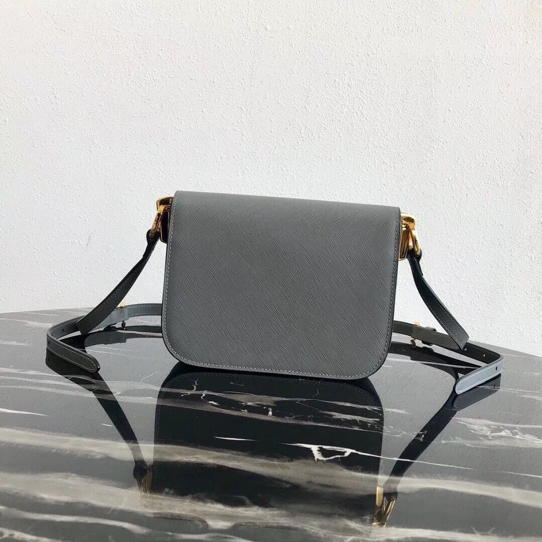 Prada Embleme Bag In Grey Leather Saffiano Gray Travel Bag