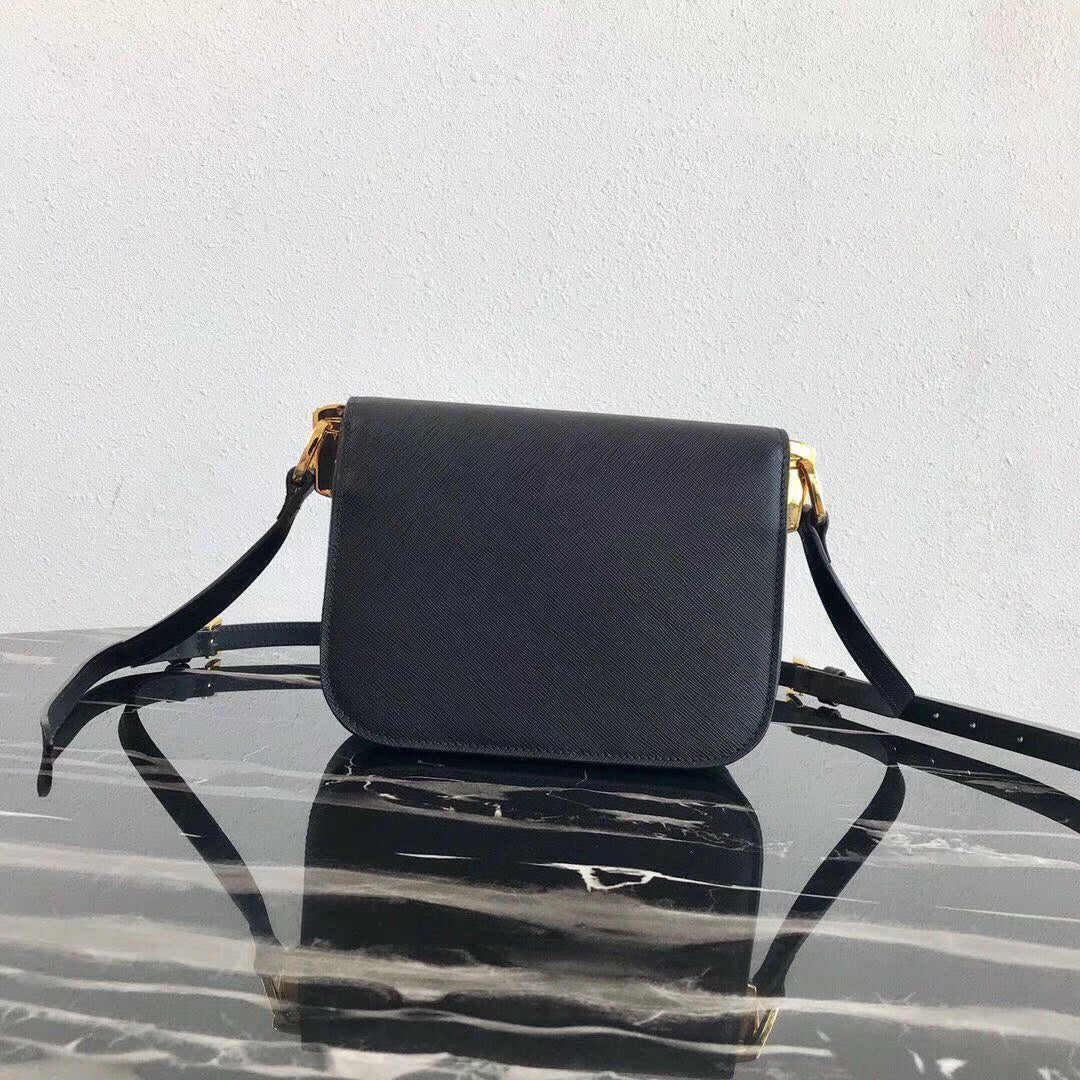 Prada Embleme Bag In Leather Saffiano Black Travel Bag