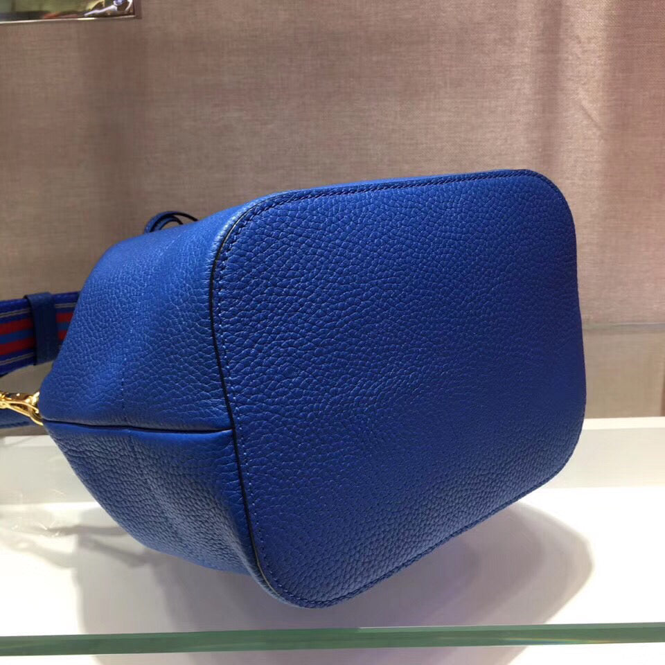 Prada Bag In Grained Calfskin Blue Bucket Bucket Bag