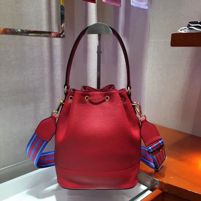 Prada Bag In Grained Calfskin Red Bucket Bucket Bag