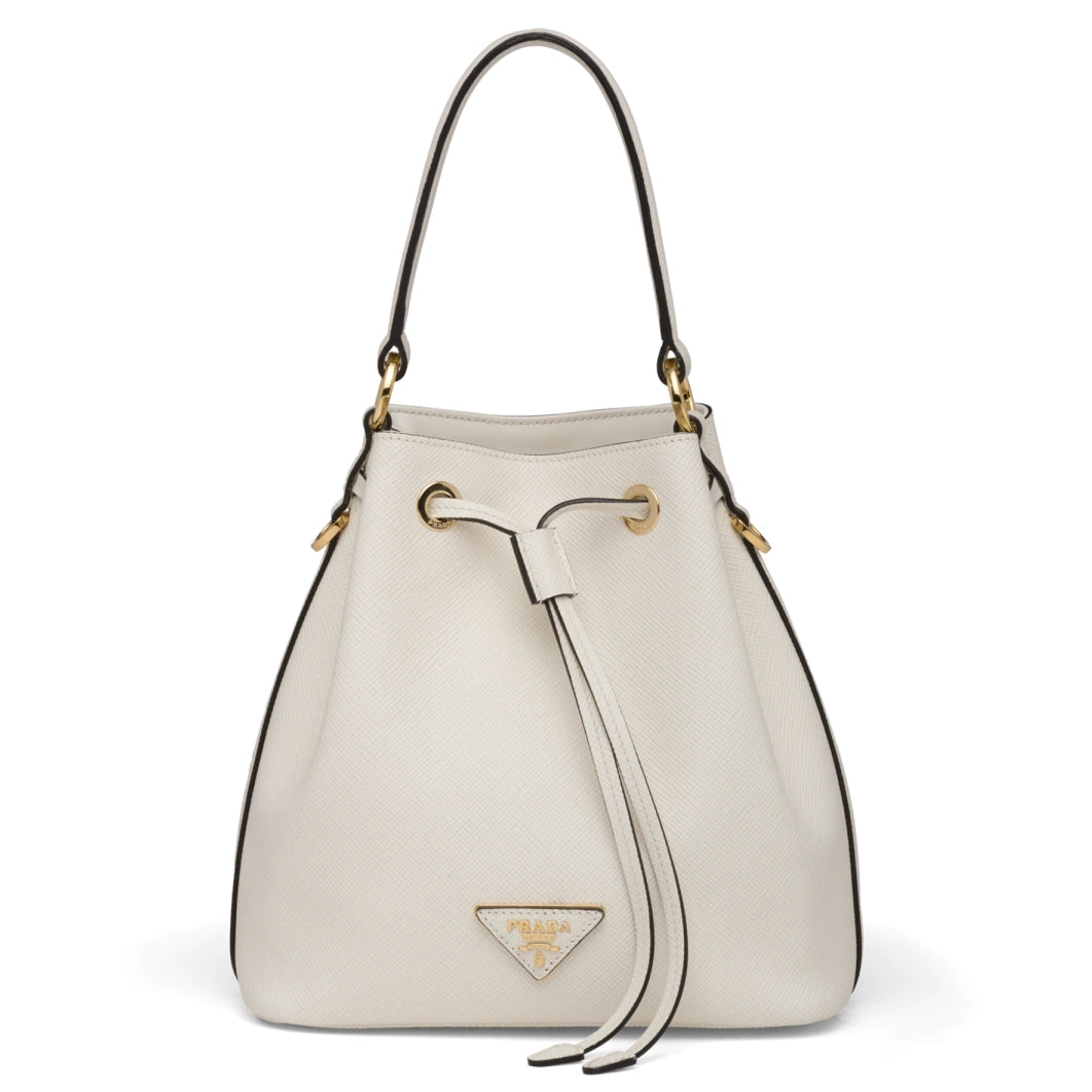 Prada Bag In Leather Saffiano White Bucket Bag