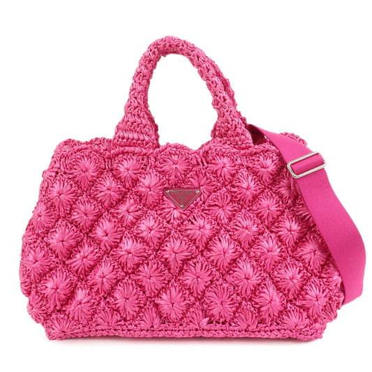 Shoulder Bag Canapa 2Way Bag Hand Bag Raffia Pink