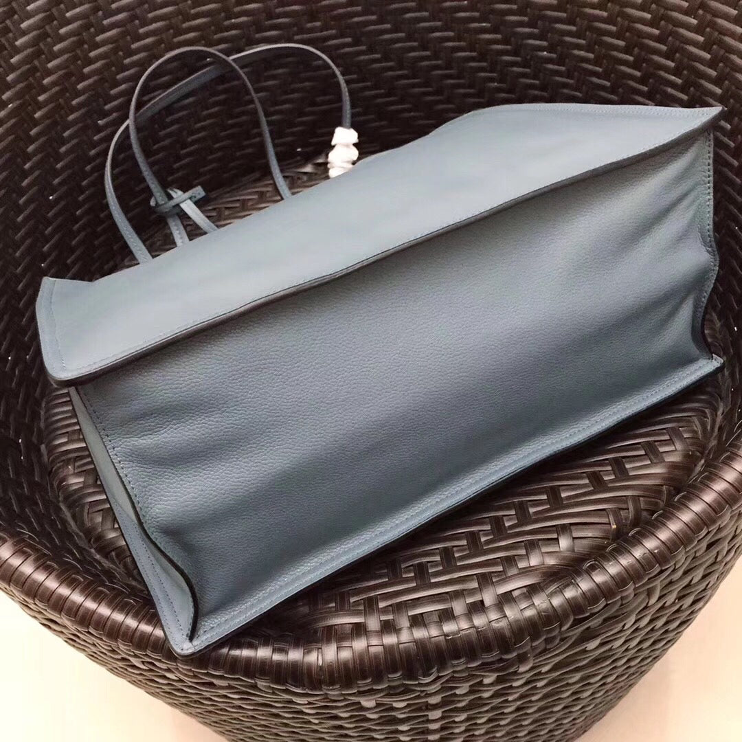 Prada Etiquette Tote Bag In Calf Leather Blue