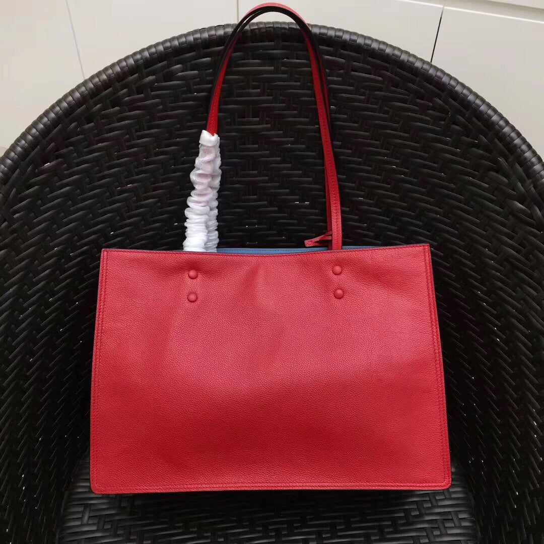 Prada Etiquette Tote Bag In Calf Leather Red
