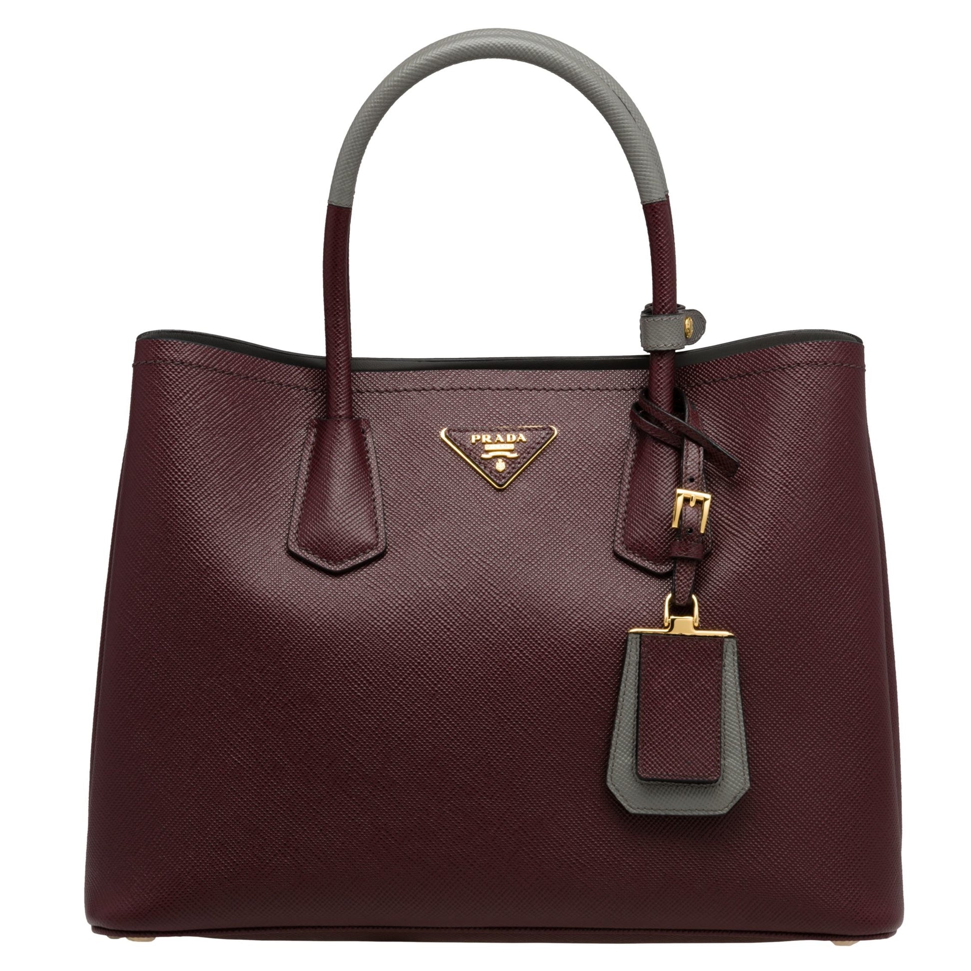 Prada Bicolor Double Garnet Bag Saffiano Medium Travel Bag