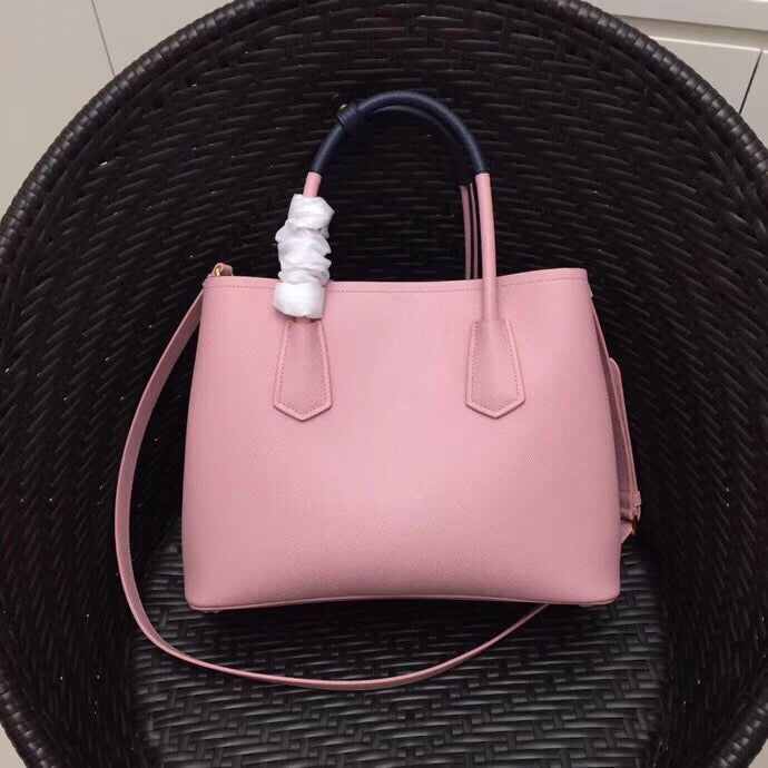 Prada Bicolor Double Bag Saffiano Pink Medium Travel Bag