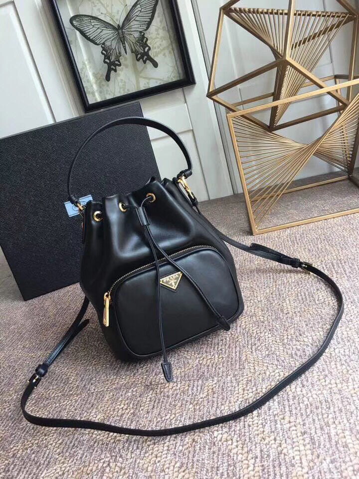 Prada Bag In Calfskin Black Bucket Bucket Bag