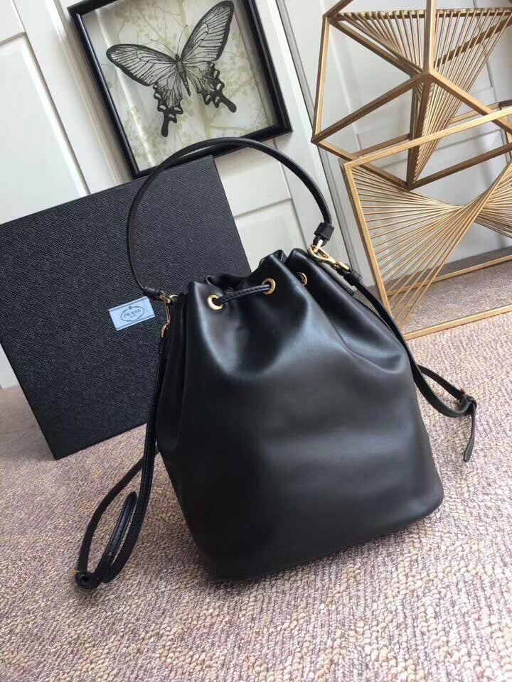 Prada Bag In Calfskin Black Bucket Bucket Bag