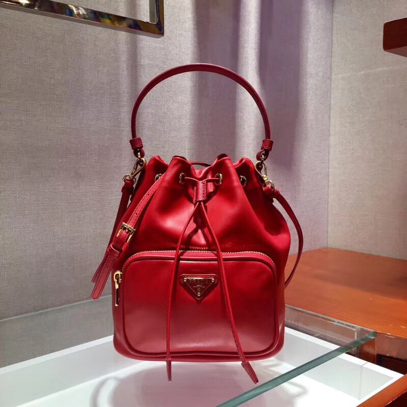 Prada Bag In Calfskin Red Bucket Bucket Bag