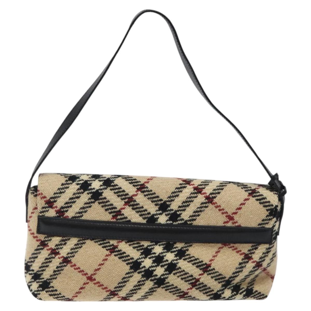 Burberry Nova Check Wool Shoulder Bag Beige