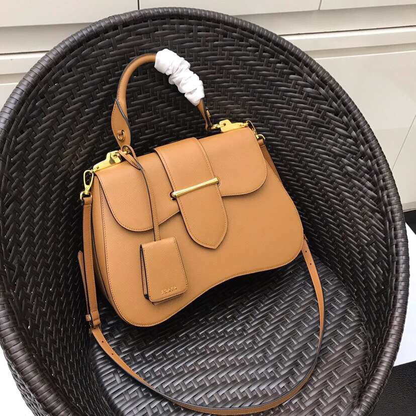 Prada Camel Sidonie Bag Leather Saffiano Large Travel Bag