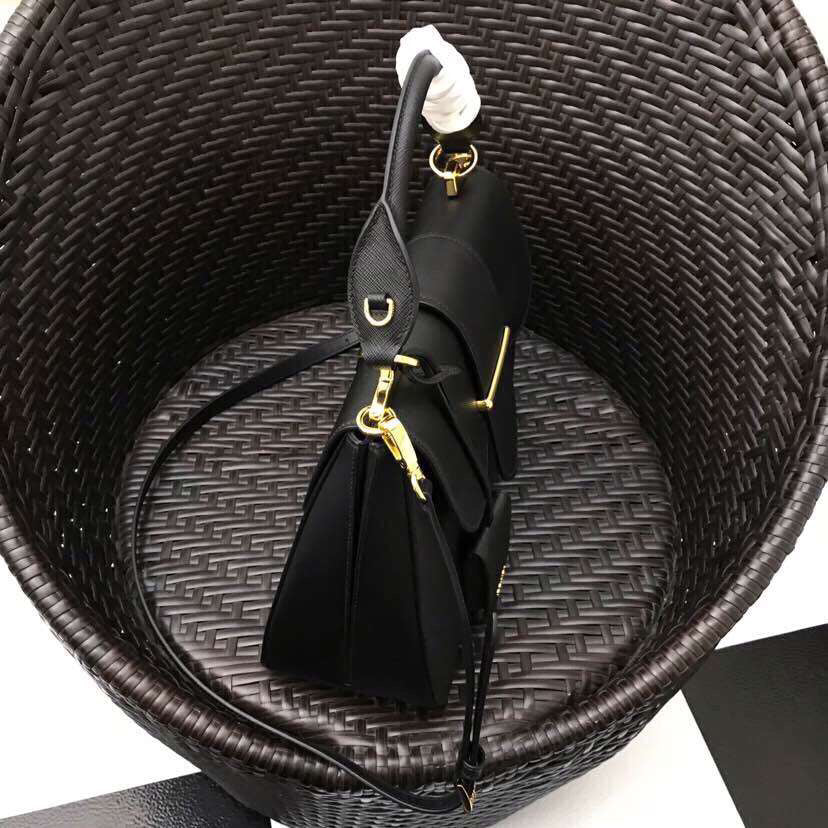 Prada Sidonie Bag Leather Saffiano Black Travel Bag