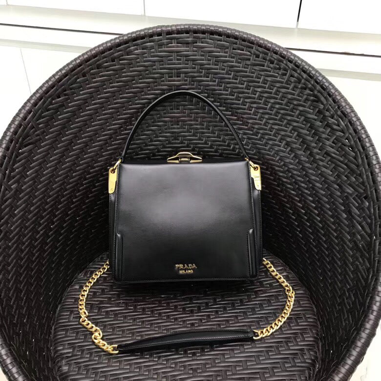 Prada Belle Bag In Calf Leather Black Travel Bag