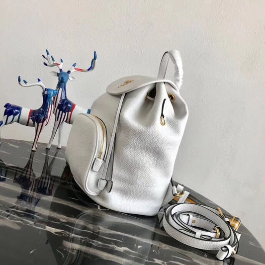 Prada Backpack In Grained Calfskin White