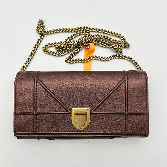 Dior Handbag Metallic Bronze ama Wallet on Leather Chain