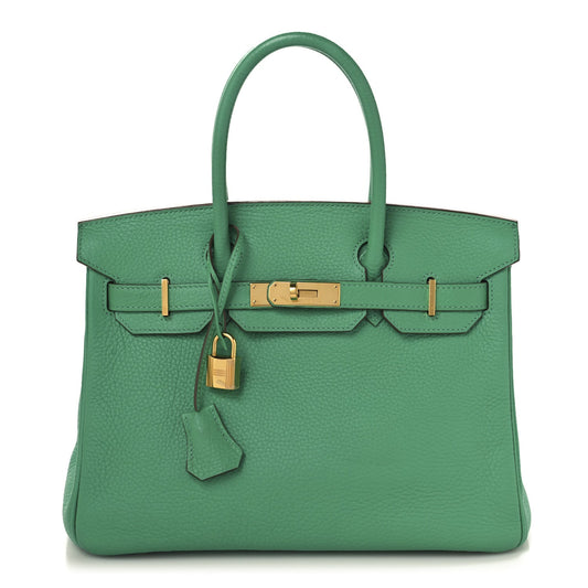 Hermes Taurillon Clemence Birkin Menthe Handbag Travel Bag