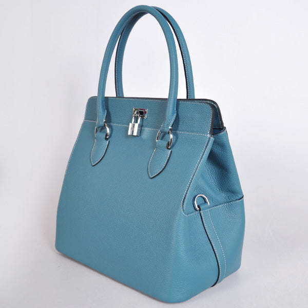 Hermes Luxury Toolbox Ladies Way Handbag Blue Travel Bag