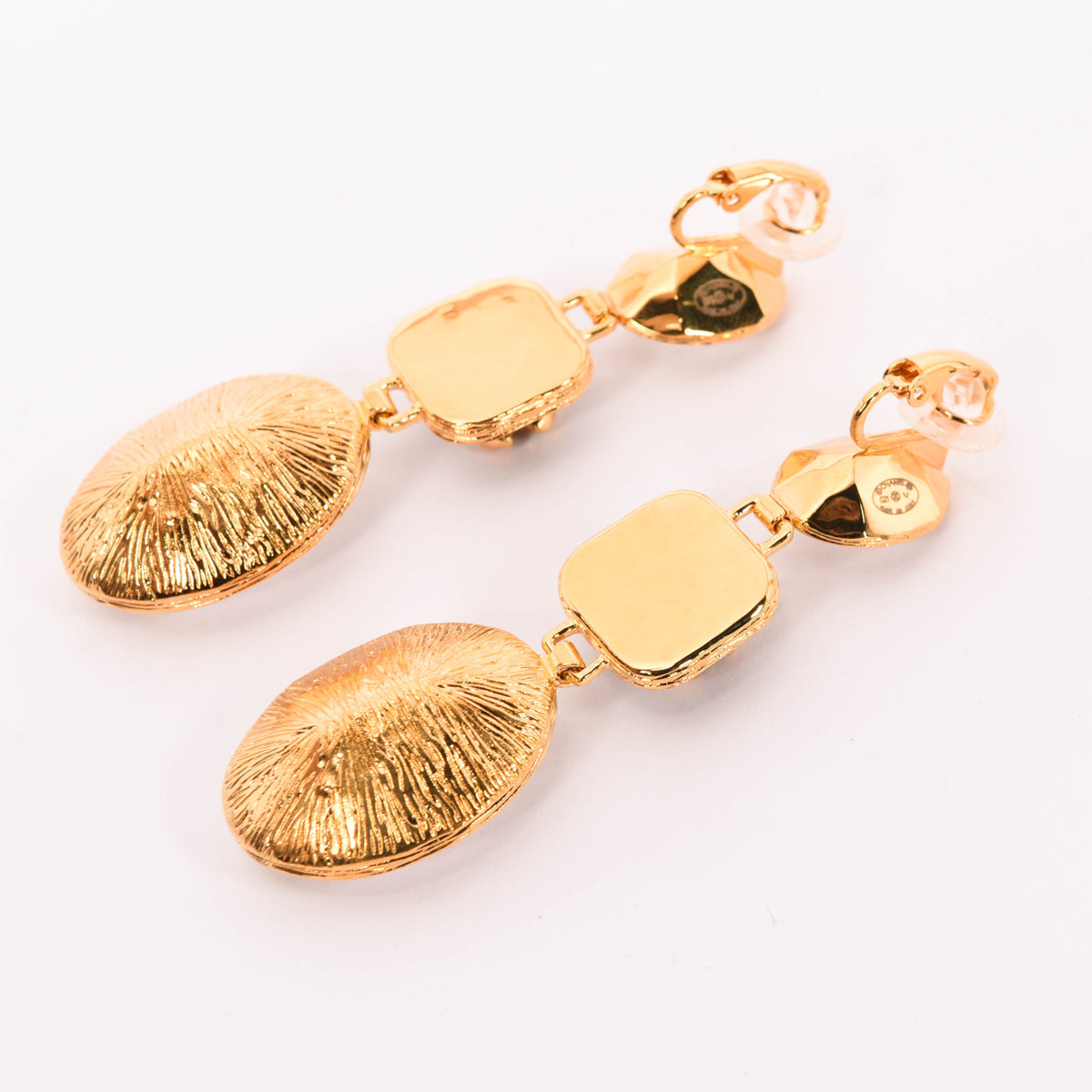 Chanel Gold & Black Crystal CC Clip-on Earrings Jewelry
