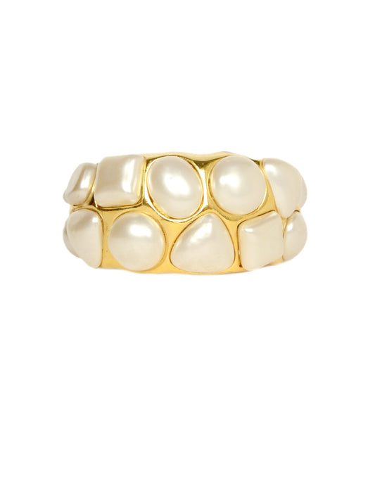 Chanel Geometric Faux Pearl Cuff Accessory