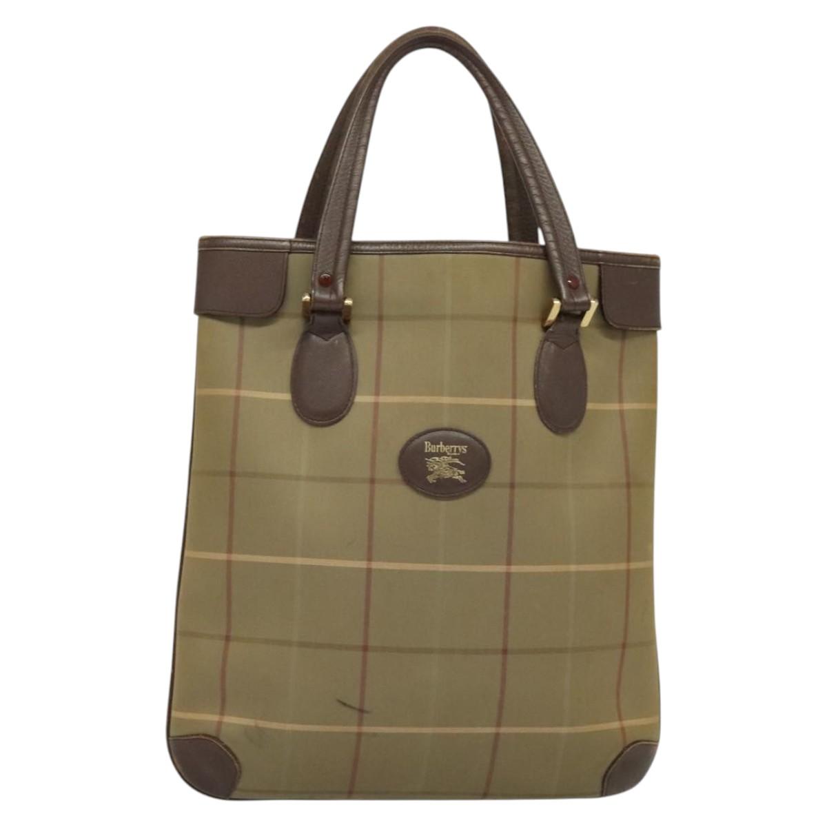 Burberry Nova Check Tote Khaki Tote Bag Canvas