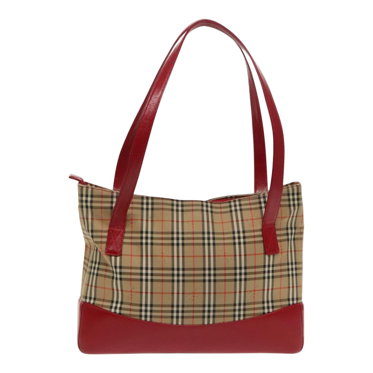 Burberry Nova Check Tote Bag Canvas Red